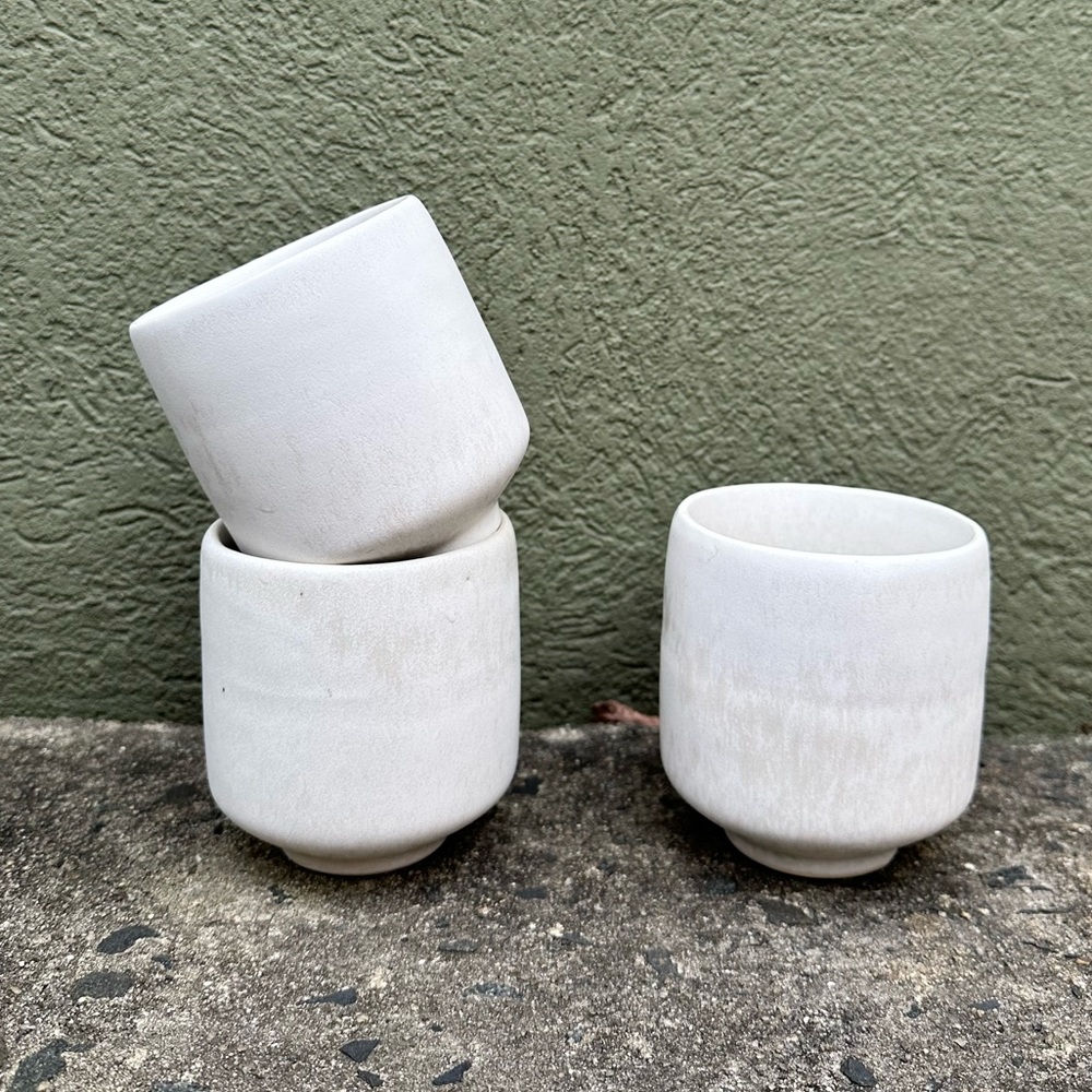 West Elm White Kanto Stonewear Mugs x3